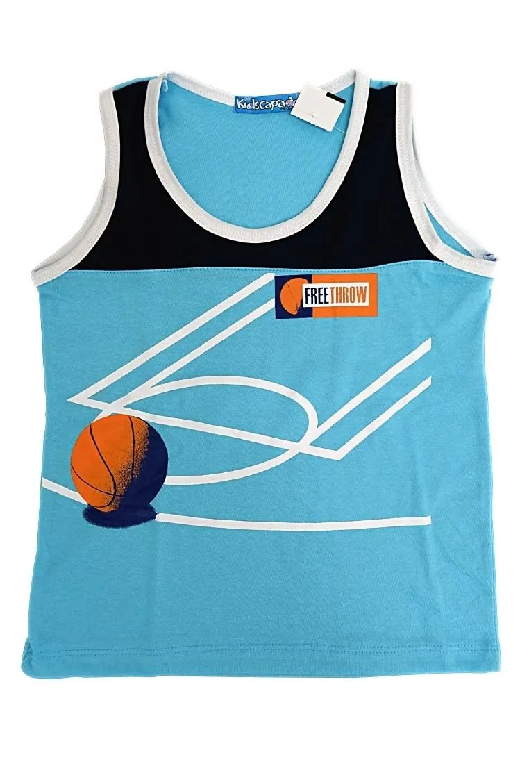 Landmark Short Set Sando 2-Tone Basketball Free - Throw Print - Navy Blue/Bonnie Blue