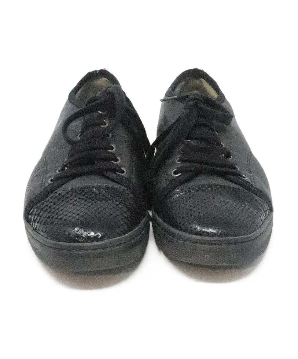 Lanvin Black Leather & Snakeskin Sneakers sz 8