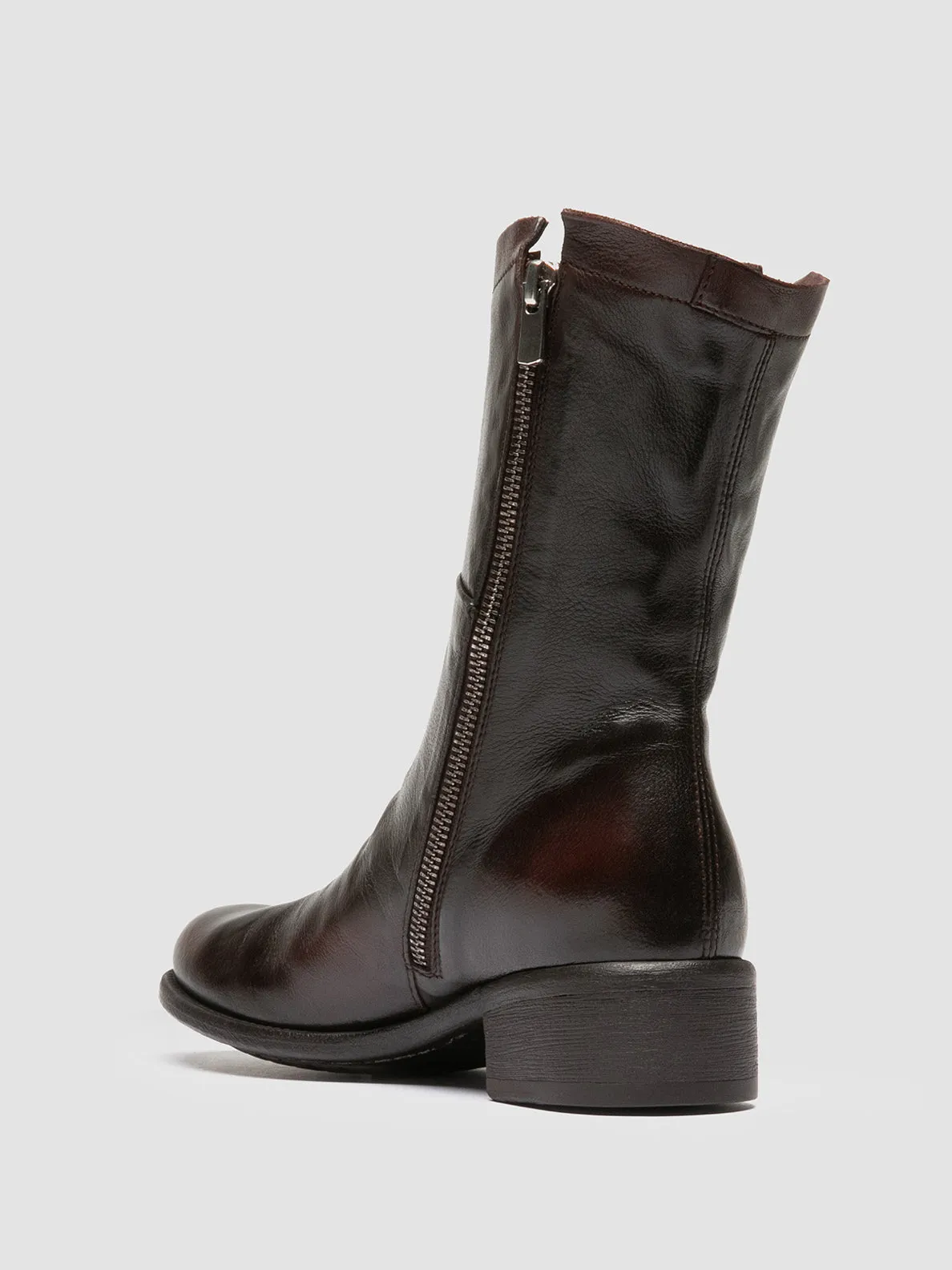 LIS 002 - Brown Leather Zipped Boots