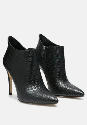 LOLITA Woven Texture Stiletto Boot in Black