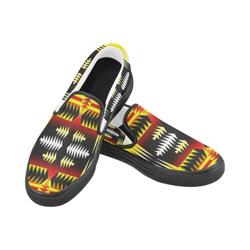 Medicine Wheel Strips Basketball Men's Unusual Slip-on Canvas Shoes