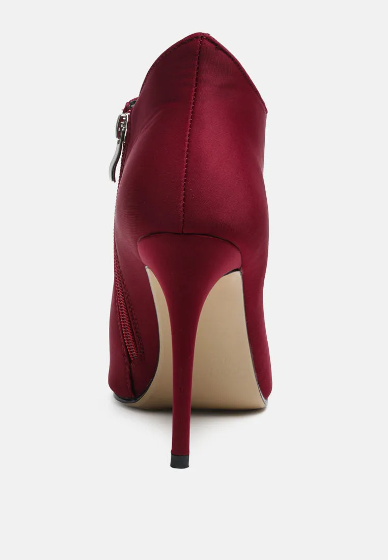 MELBA Pointed Toe Stiletto Boot in Burgundy