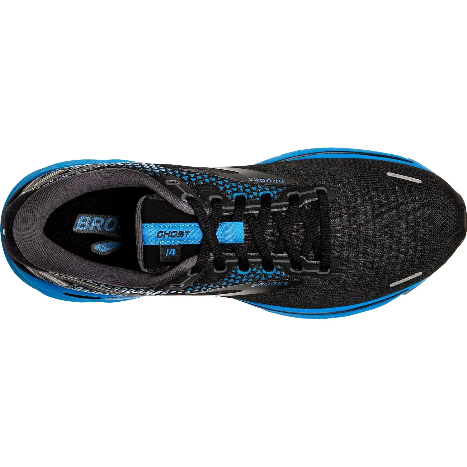 Men's Brooks Ghost 14 Black/Blackened Pearl/Blue Mesh