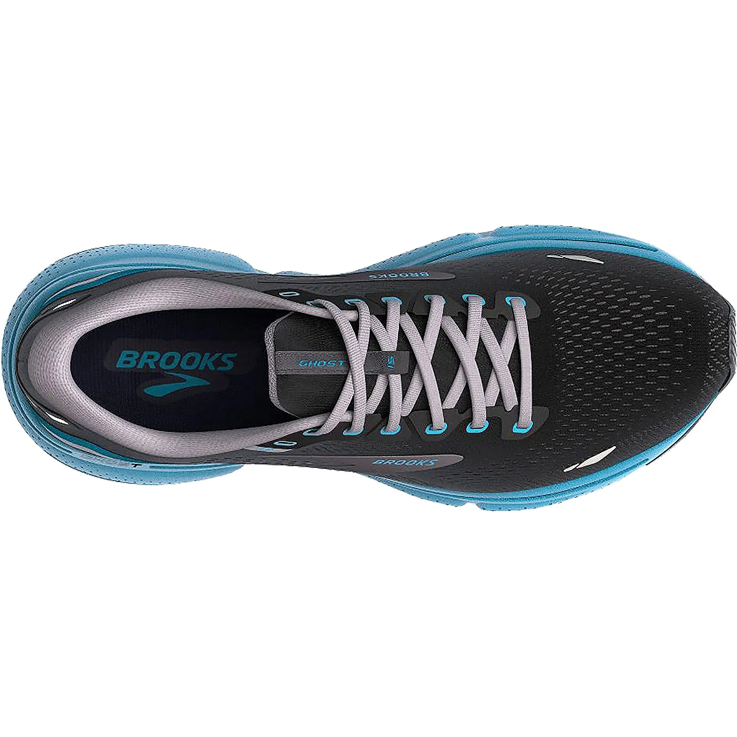 Men's Brooks Ghost 15 Black/Blackened Pearl/Blue Mesh