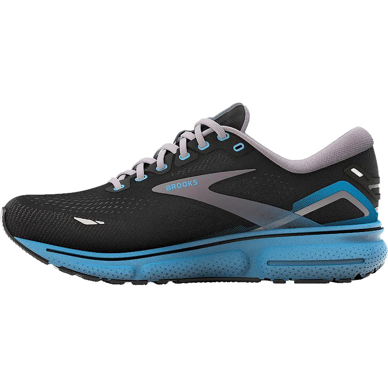 Men's Brooks Ghost 15 Black/Blackened Pearl/Blue Mesh