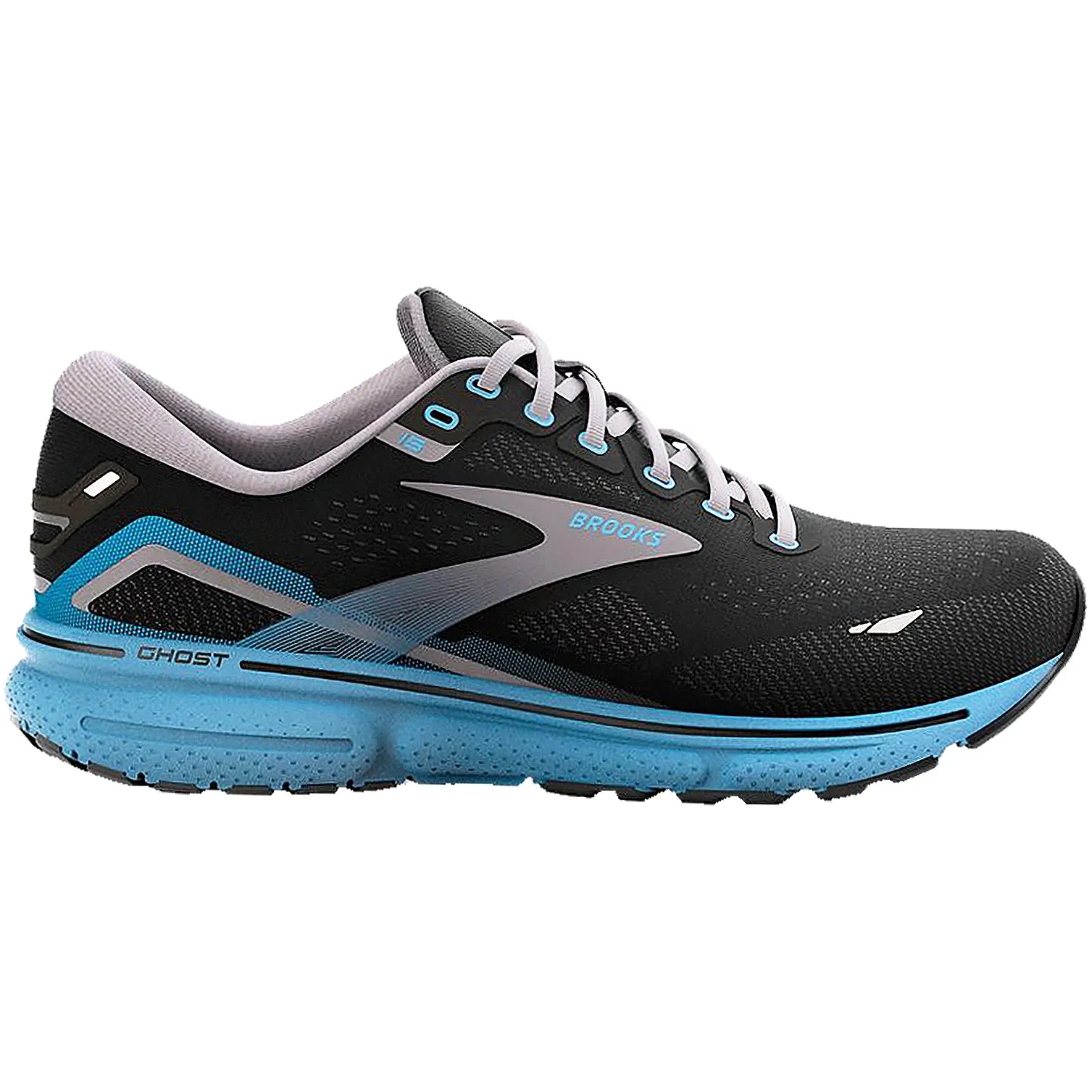 Men's Brooks Ghost 15 Black/Blackened Pearl/Blue Mesh