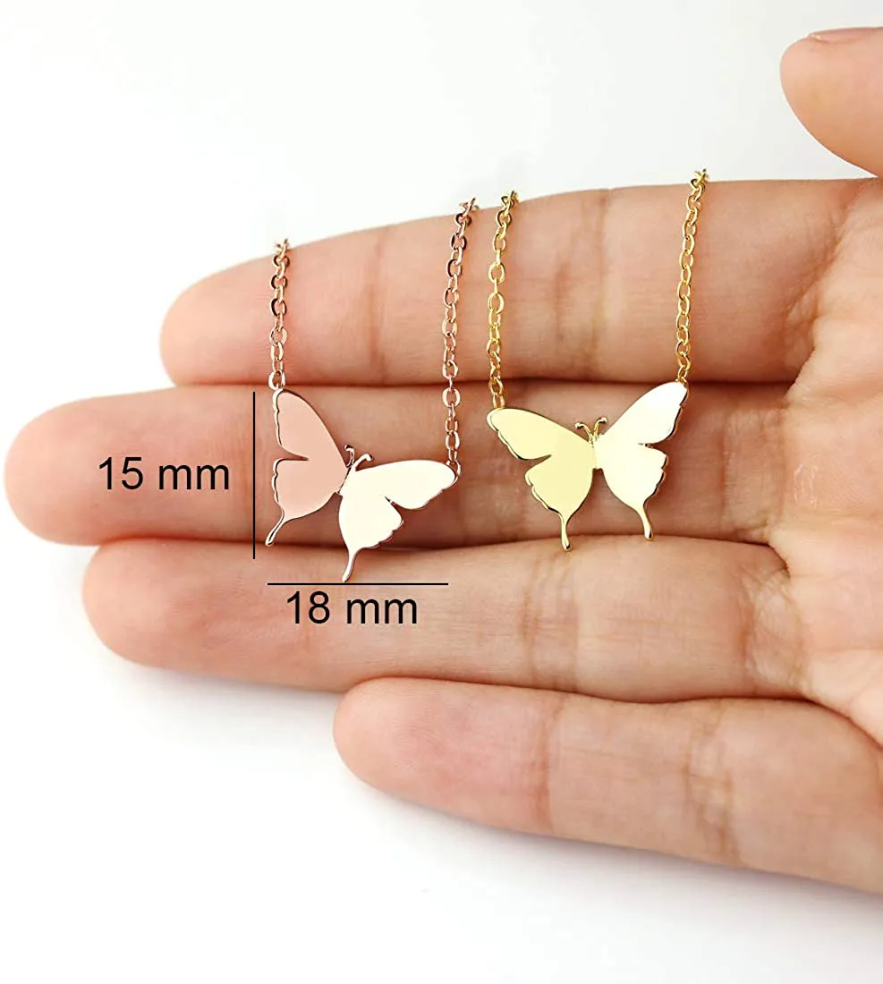 MEVECCO Gold Dainty Initial Necklace 18K Gold Plated Butterfly Pendant Name Necklaces Delicate Everyday Necklace for Women Minimalist Personalized Jewelry