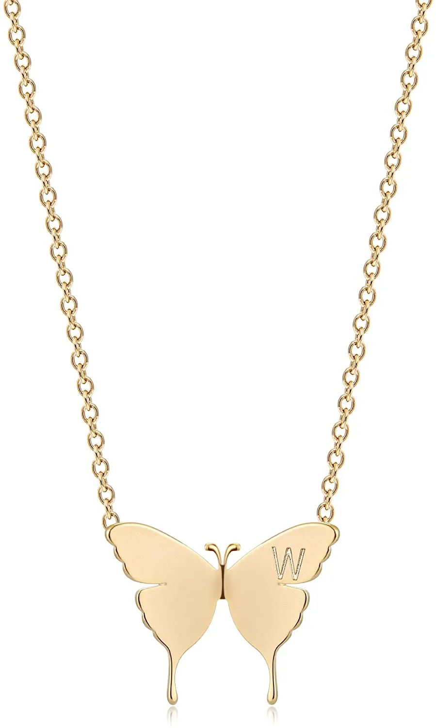 MEVECCO Gold Dainty Initial Necklace 18K Gold Plated Butterfly Pendant Name Necklaces Delicate Everyday Necklace for Women Minimalist Personalized Jewelry