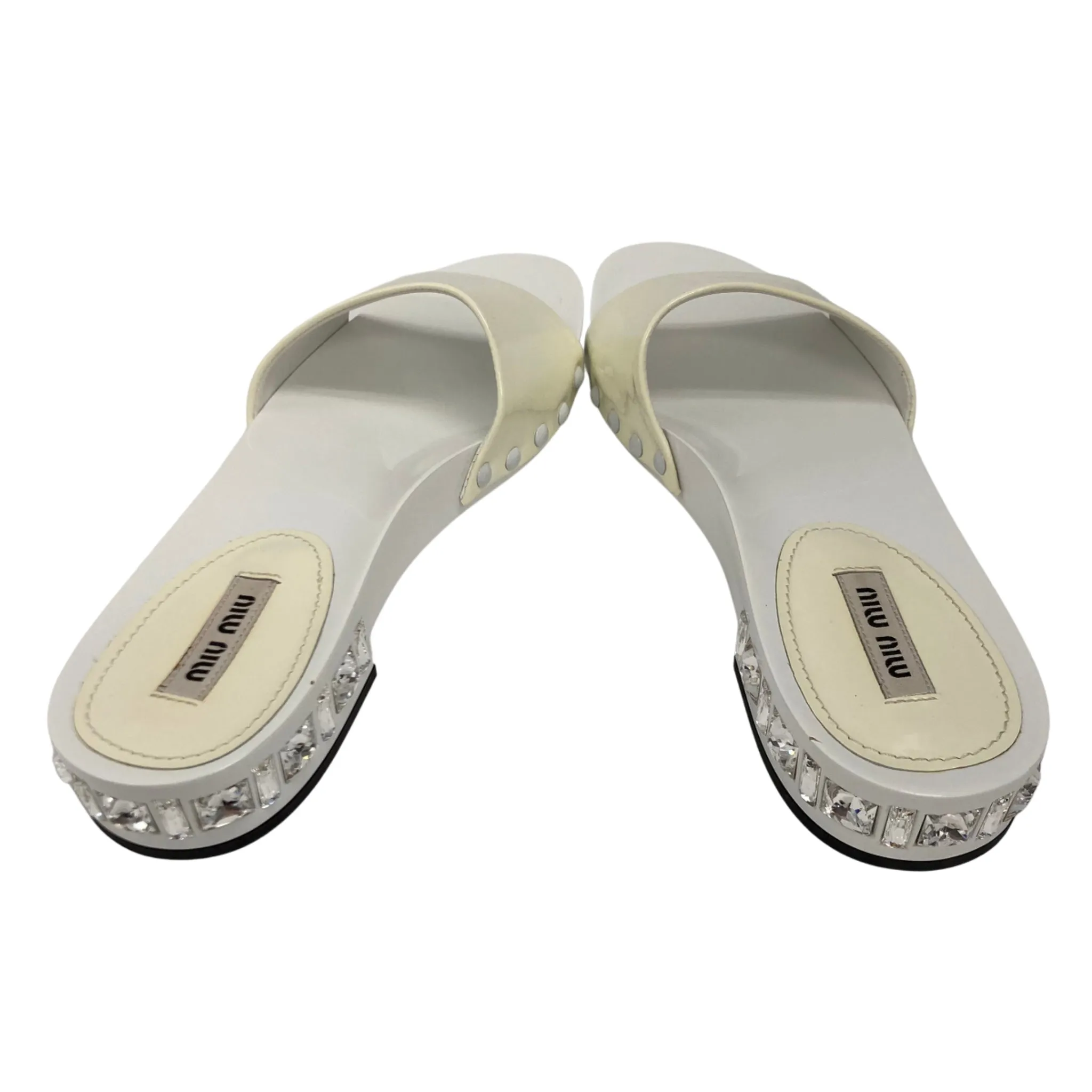 Miu Miu White Slide Sandals