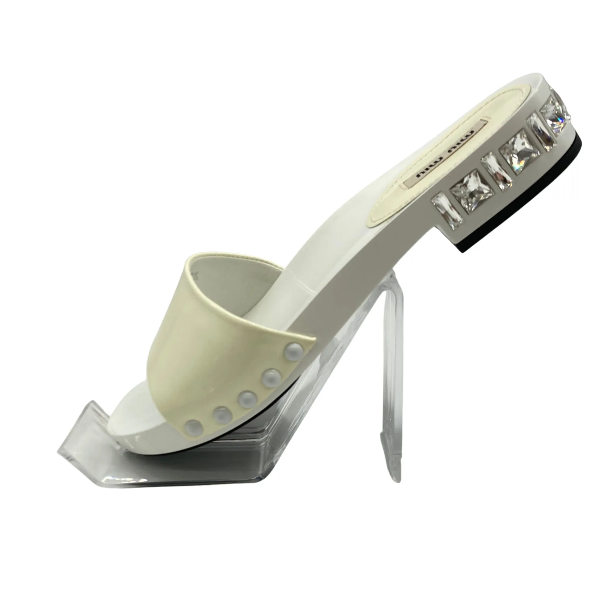 Miu Miu White Slide Sandals