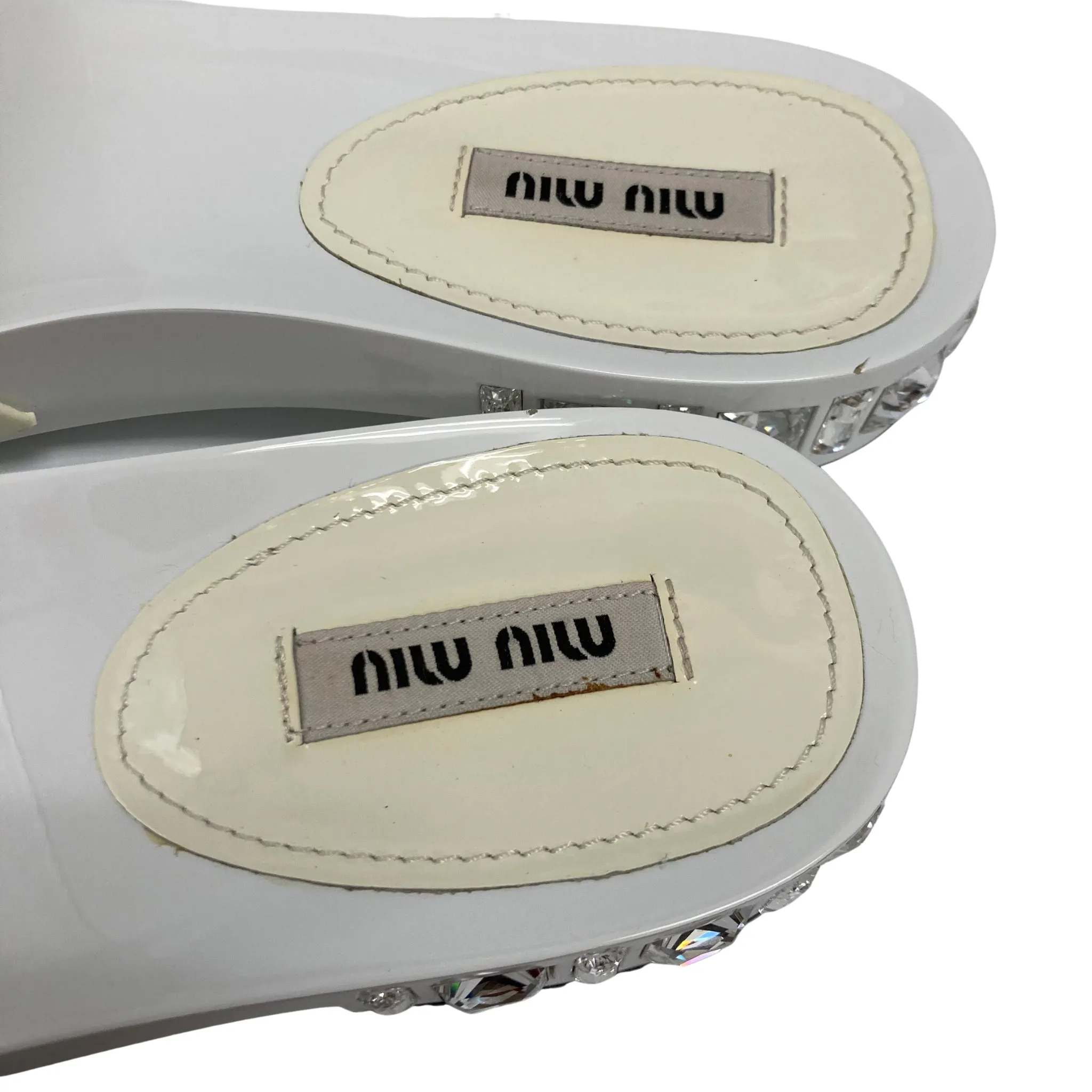 Miu Miu White Slide Sandals