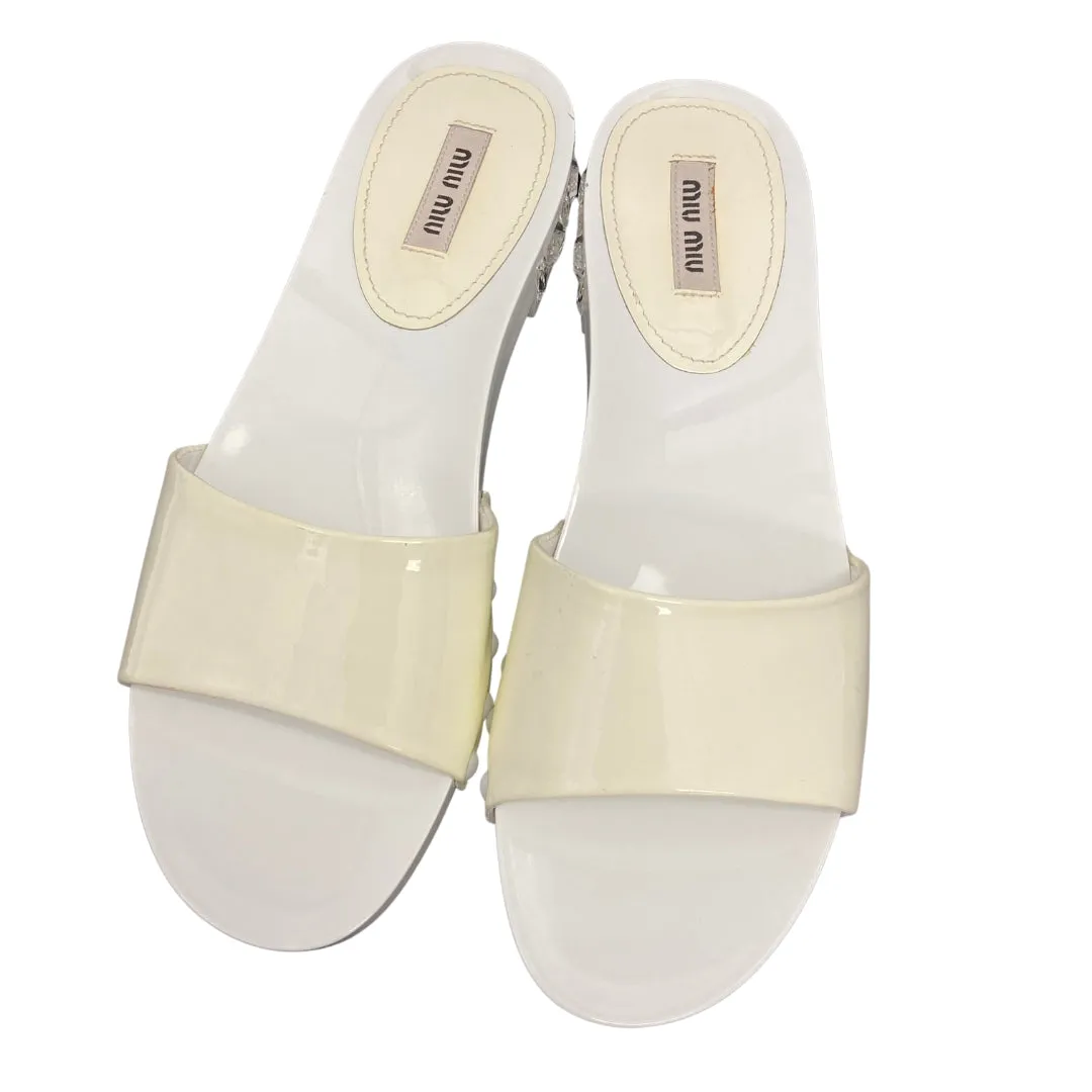 Miu Miu White Slide Sandals