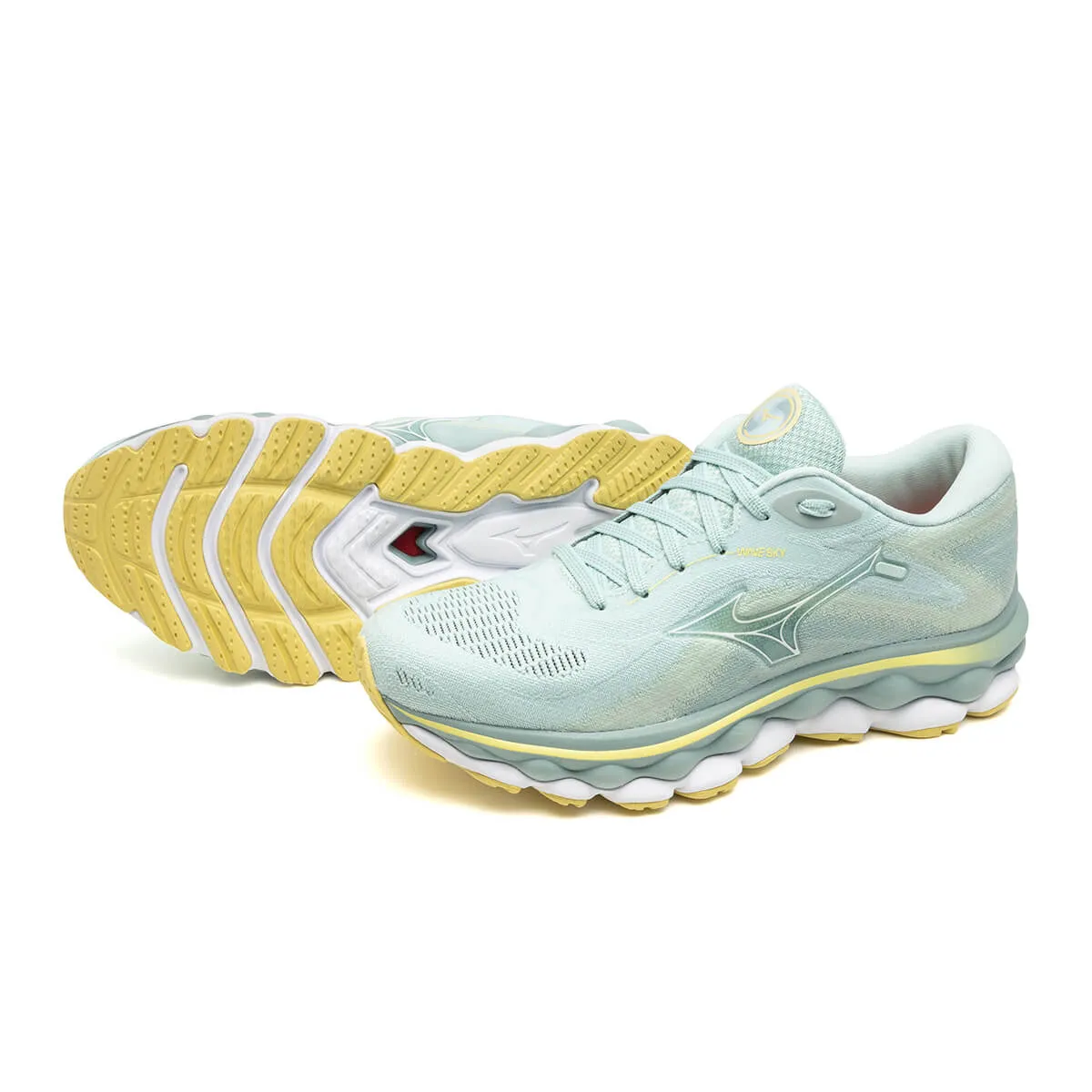 Mizuno Wave Sky 7 Womens | Eggshell Blue/white/sunshine