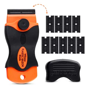 Multi-Purpose Plastic Razor Blades Scraper, 10 Double Edged Plastic Blades