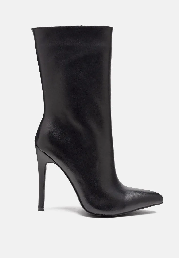 NAGINI Over Ankle Pointed Toe High Heeled Boot in Black