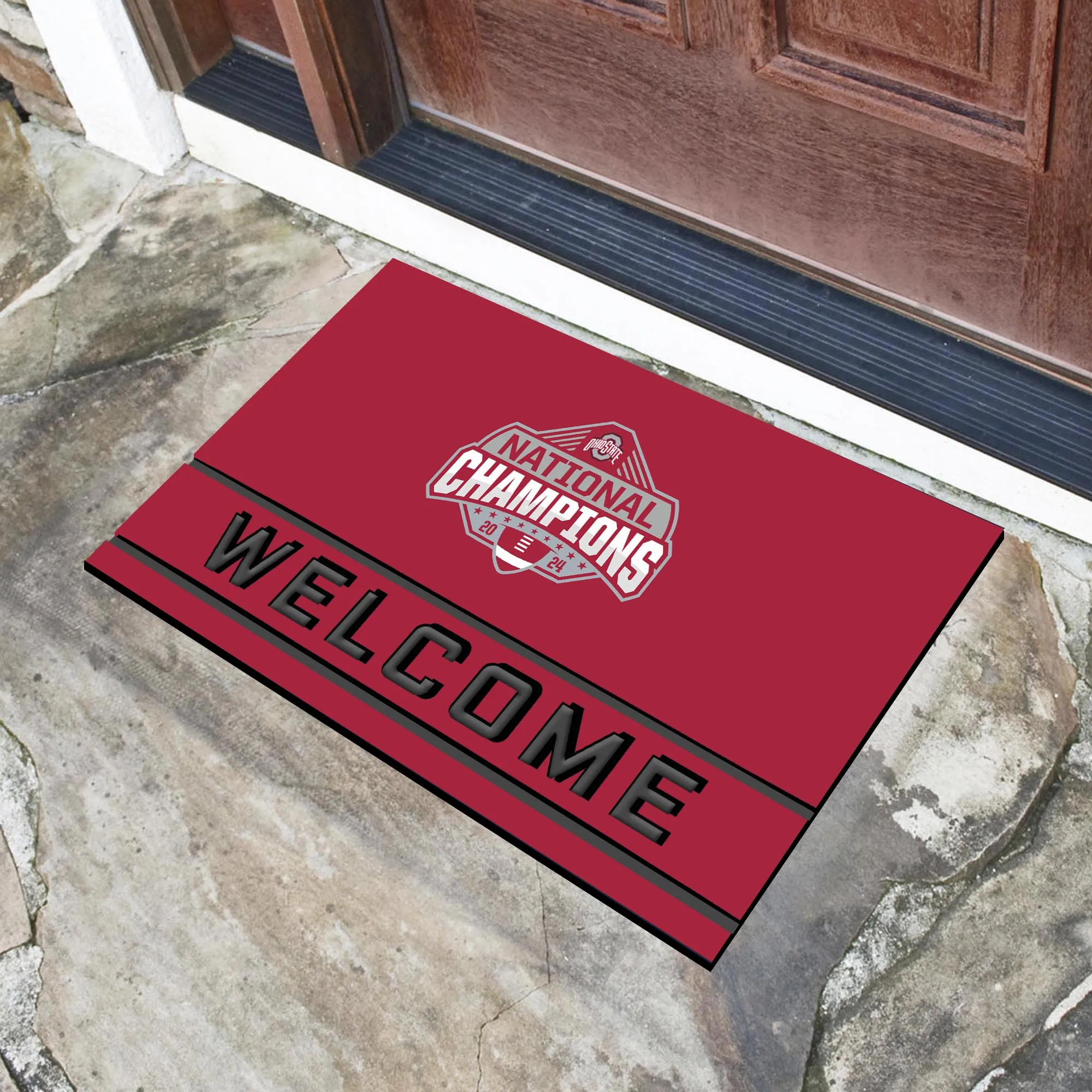 OHIO STATE BUCKEYES 2024 NCAA NATIONAL CHAMPIONS 19" X 30" CRUMB RUBBER DOOR MAT