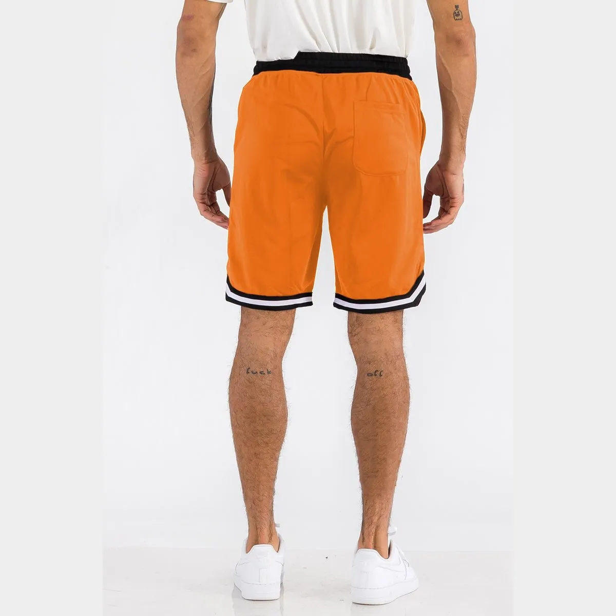 Orange Striped Basketball Shorts