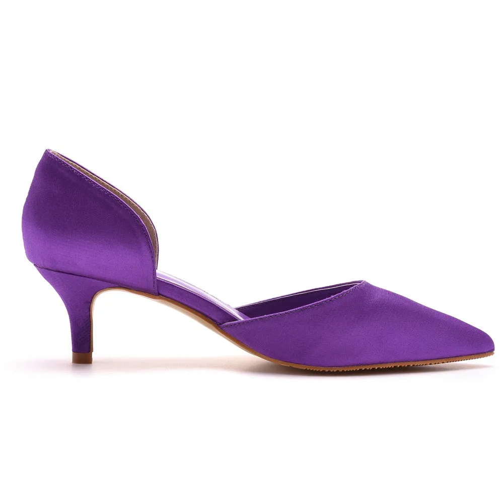 Pointed Toe Mid Cutout Two-Piece Slip On Kitten Heels