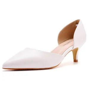 Pointed Toe Mid Cutout Two-Piece Slip On Kitten Heels