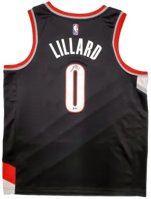 Portland Trail Blazers Damian Lillard Autographed Black Nike Jersey Size XL Beckett BAS Stock #195900