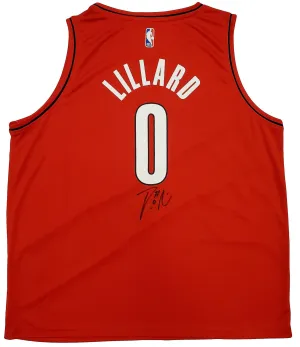 Portland Trail Blazers Damian Lillard Autographed Red Fanatics Jersey Size XXL Beckett BAS Stock #196414