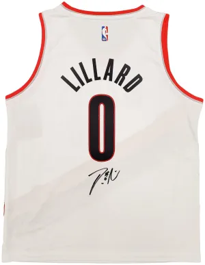 Portland Trail Blazers Damian Lillard Autographed White Fanatics Jersey Size L Beckett BAS Stock #196415