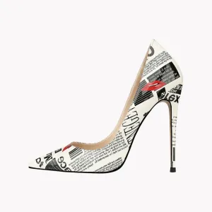 Pre Order:  Newspaper Print Stiletto Pumps