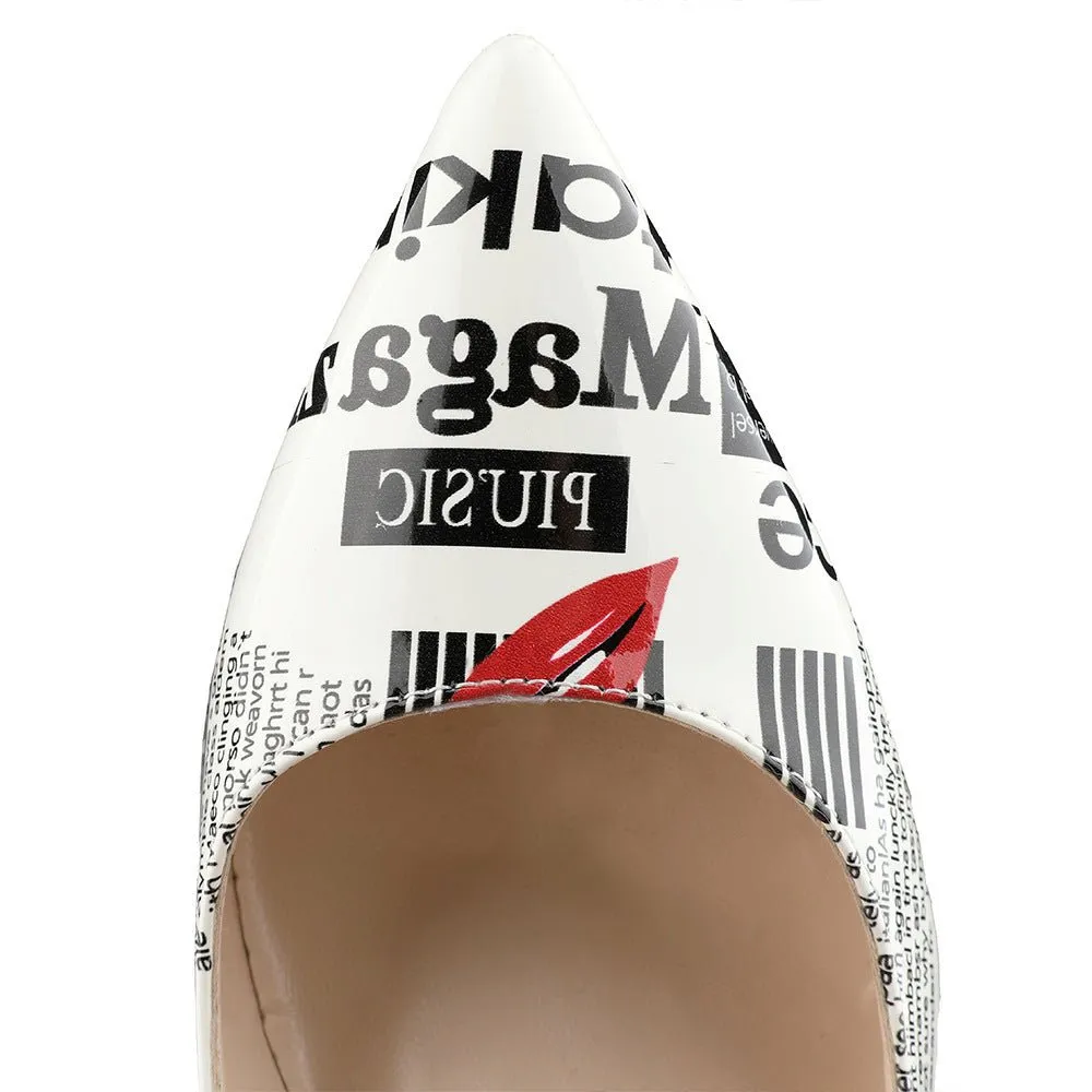 Pre Order:  Newspaper Print Stiletto Pumps