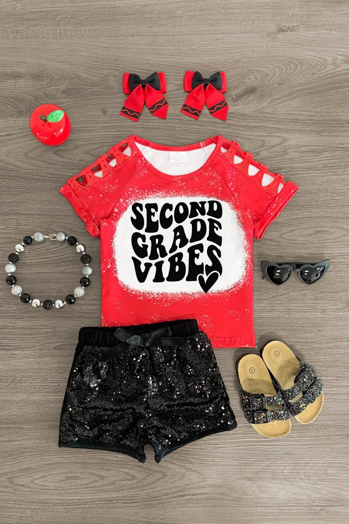 "Pre-K - Fifth Grade Vibes" Sequin Short Set