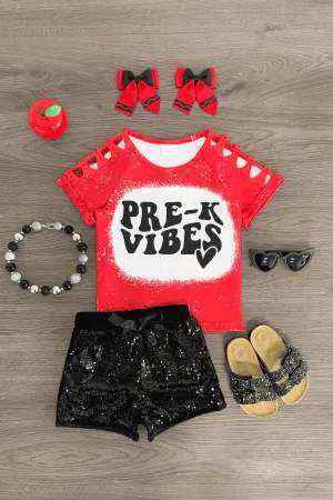 "Pre-K - Fifth Grade Vibes" Sequin Short Set