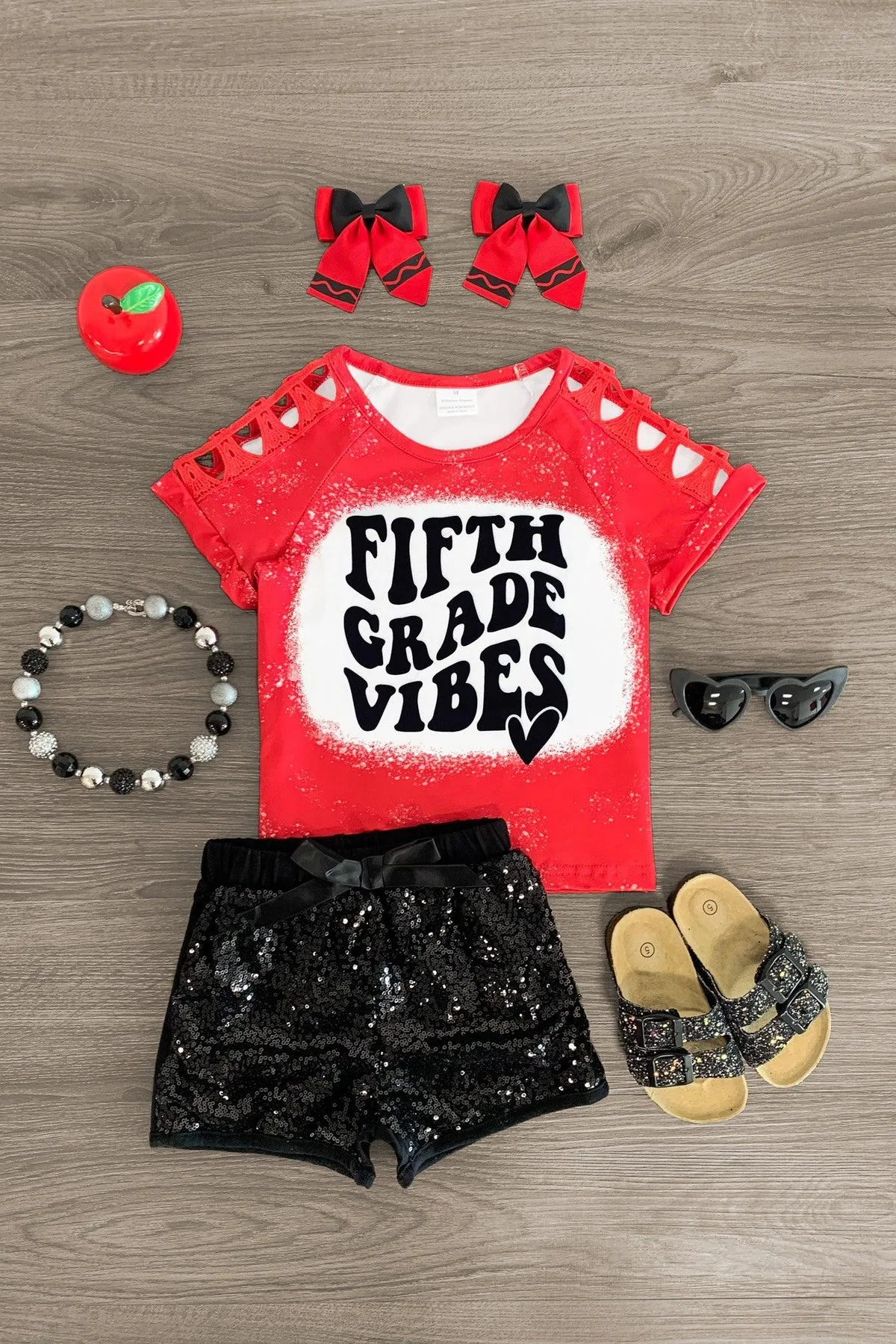 "Pre-K - Fifth Grade Vibes" Sequin Short Set