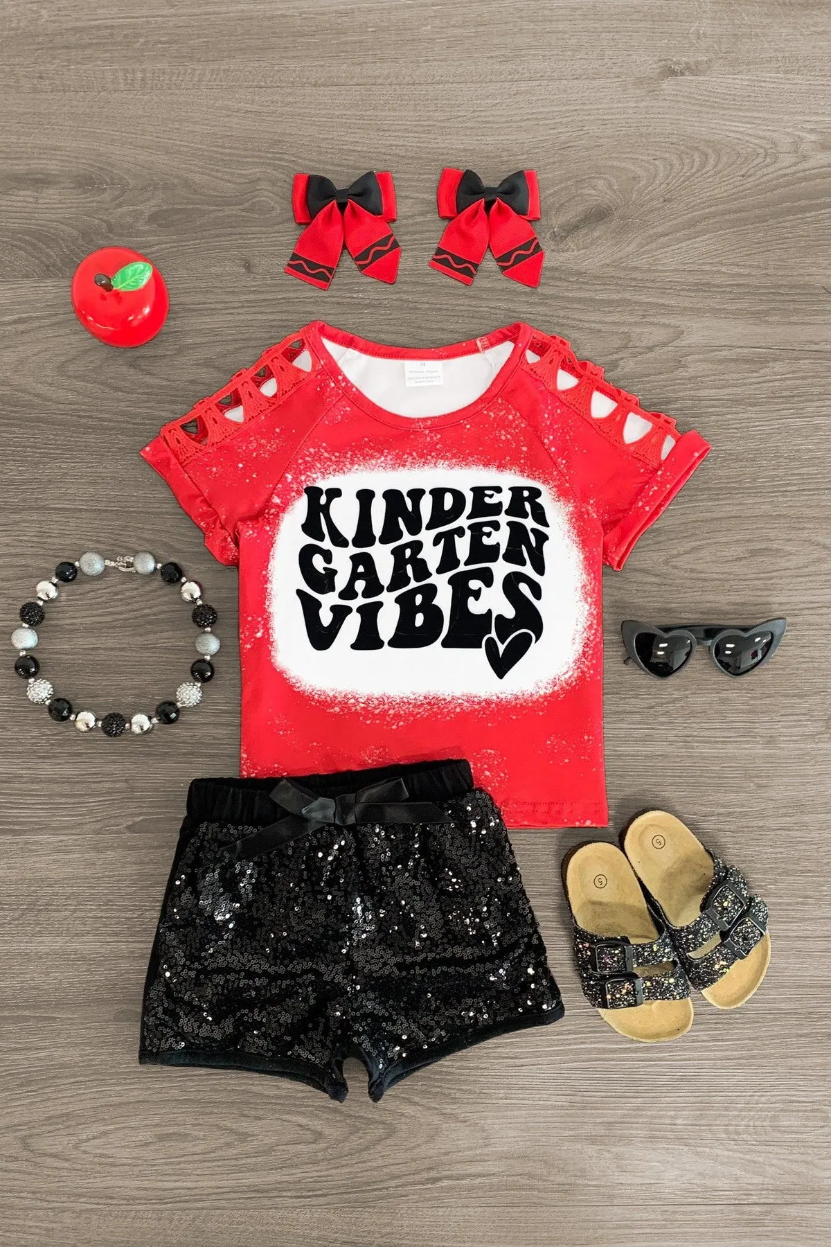 "Pre-K - Fifth Grade Vibes" Sequin Short Set