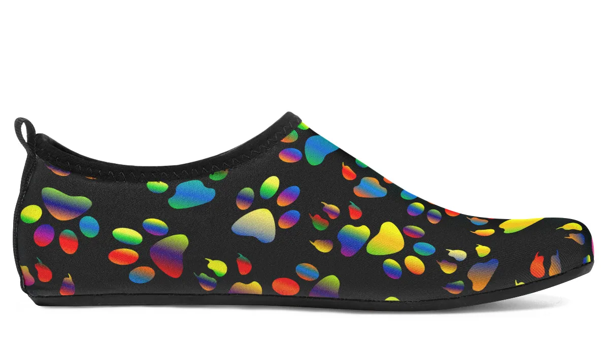 Rainbow Paw Prints Water Shoes