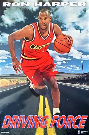 Ron Harper "Driving Force" Los Angeles Clippers NBA Basketball Action Poster - Costacos Brothers 1992