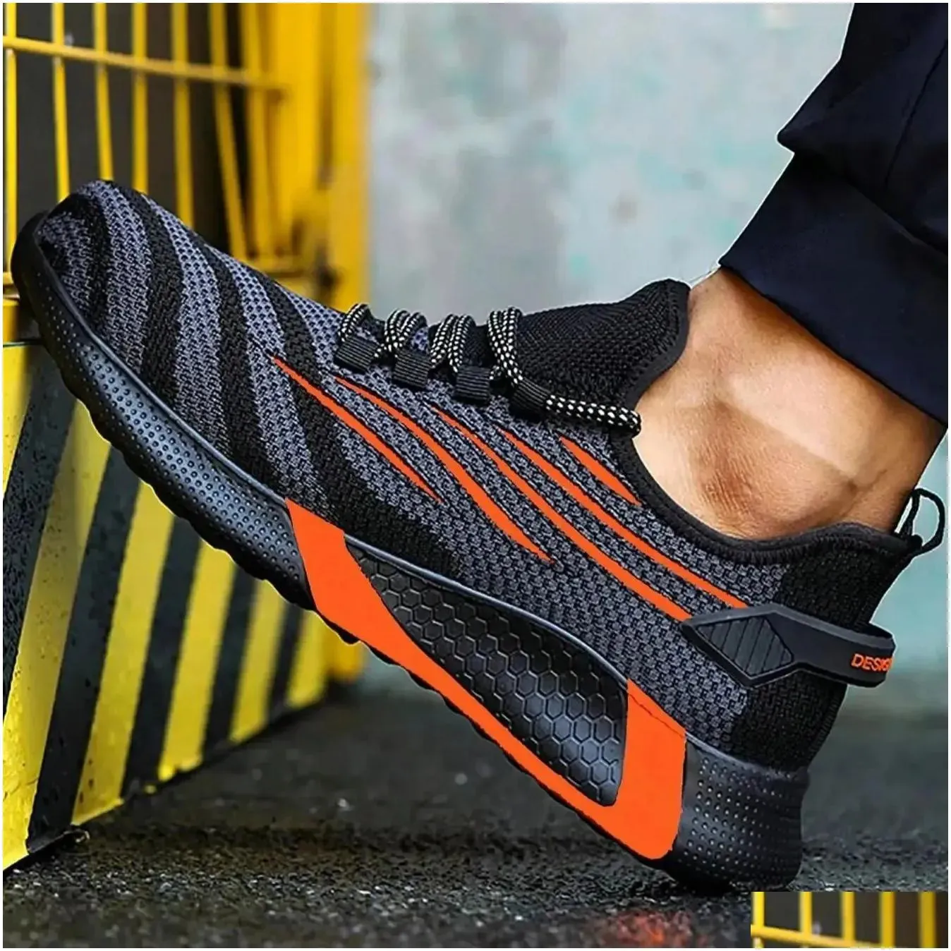 Safety Shoes Summer Breathable Mens Work Shatterproof Steel Toe Perforated Construction Sports Footwear 240606 Drop Delivery Accessori Dhf49