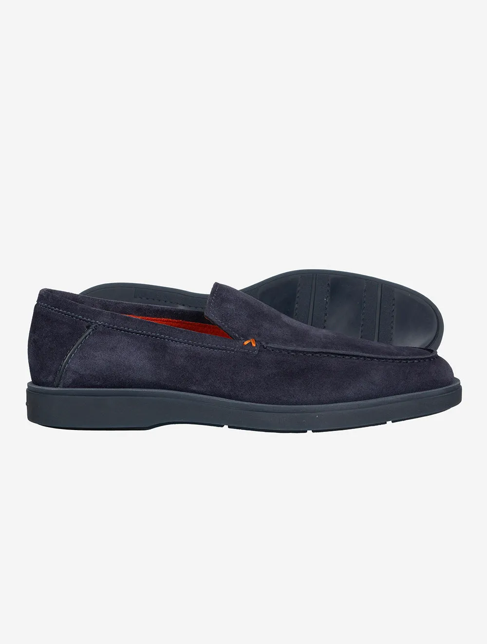 SANTONI Slip On Tumbled Shoe Navy