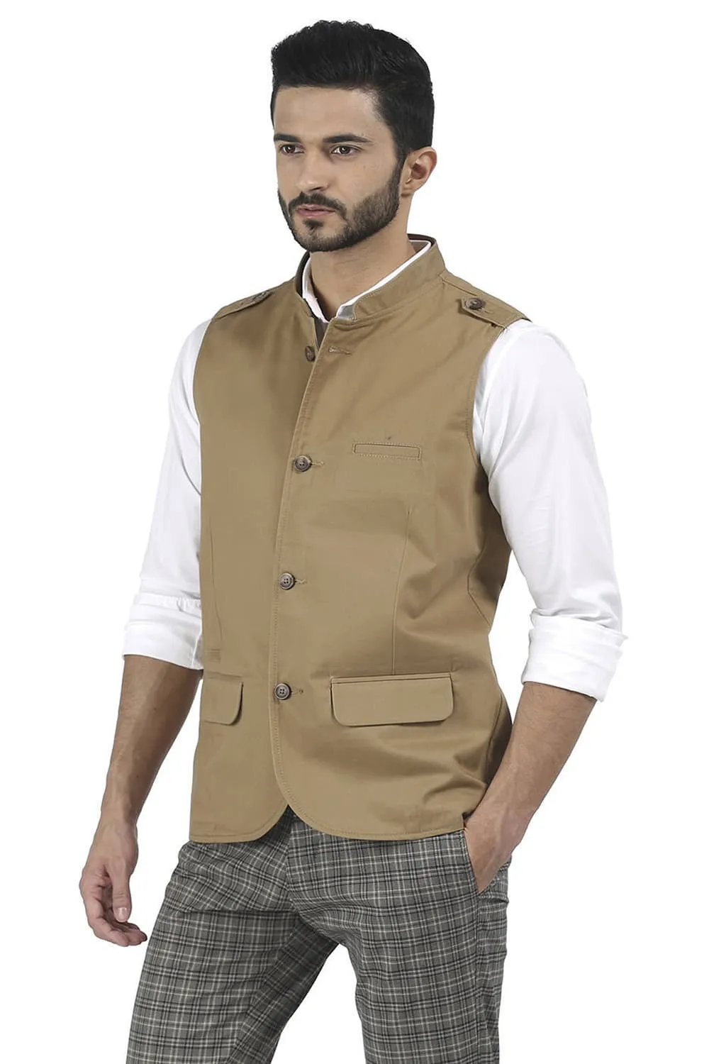 Slim Fit Bandhgala Sleeveless Jacket