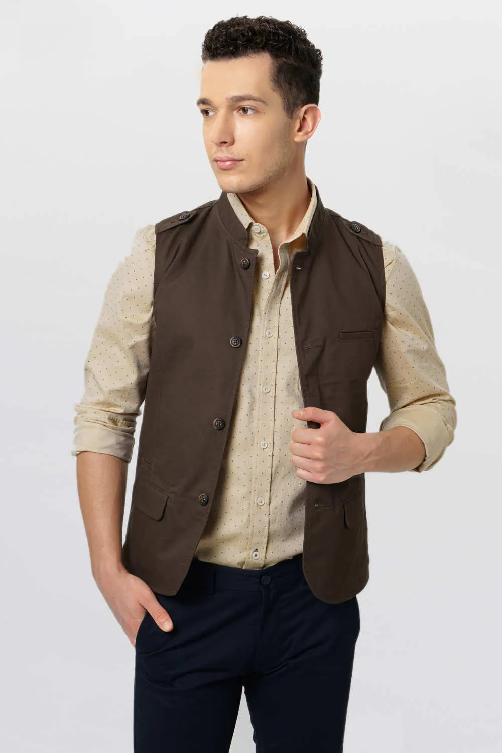 Slim Fit Bandhgala Sleeveless Jacket