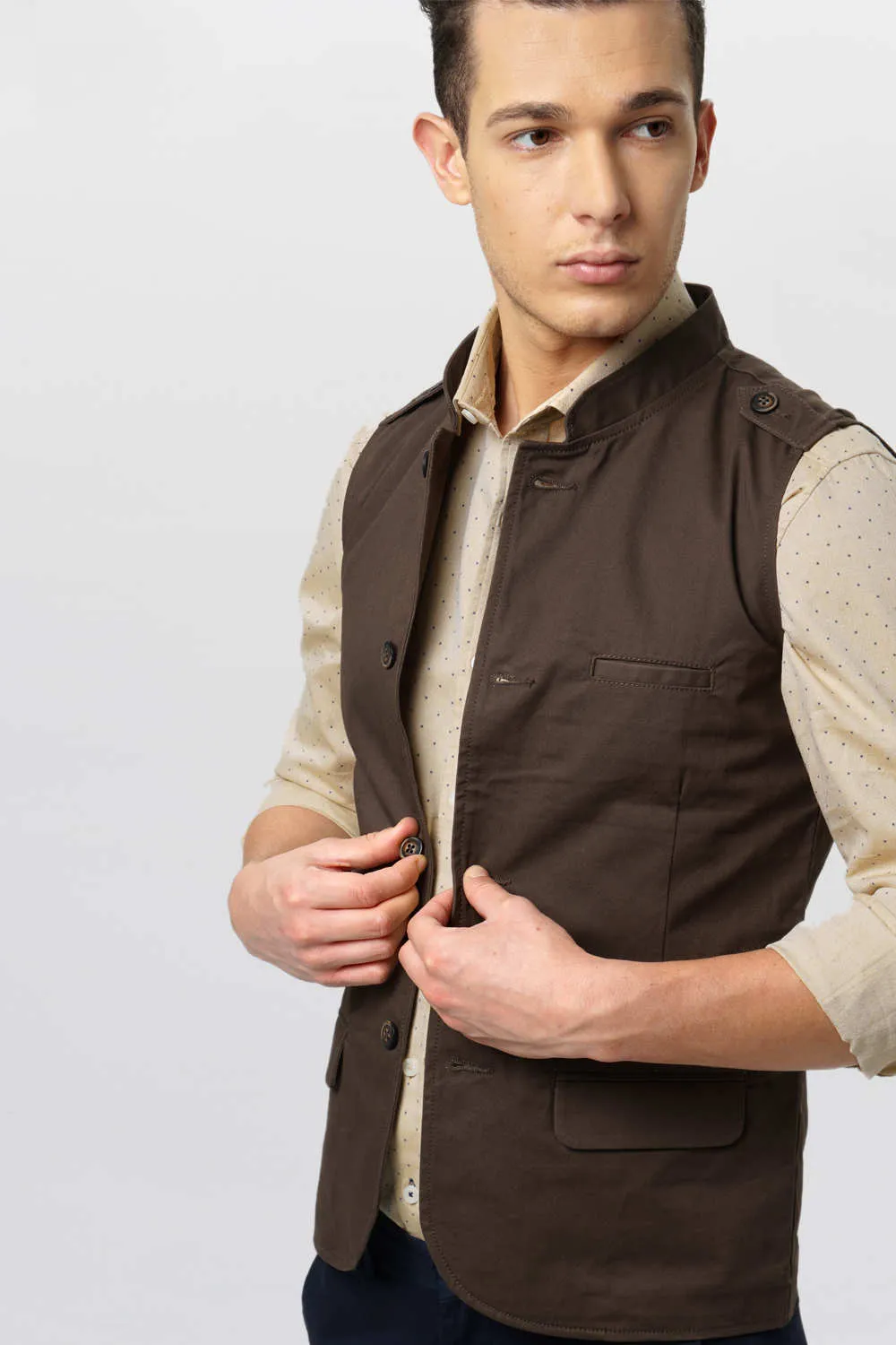 Slim Fit Bandhgala Sleeveless Jacket