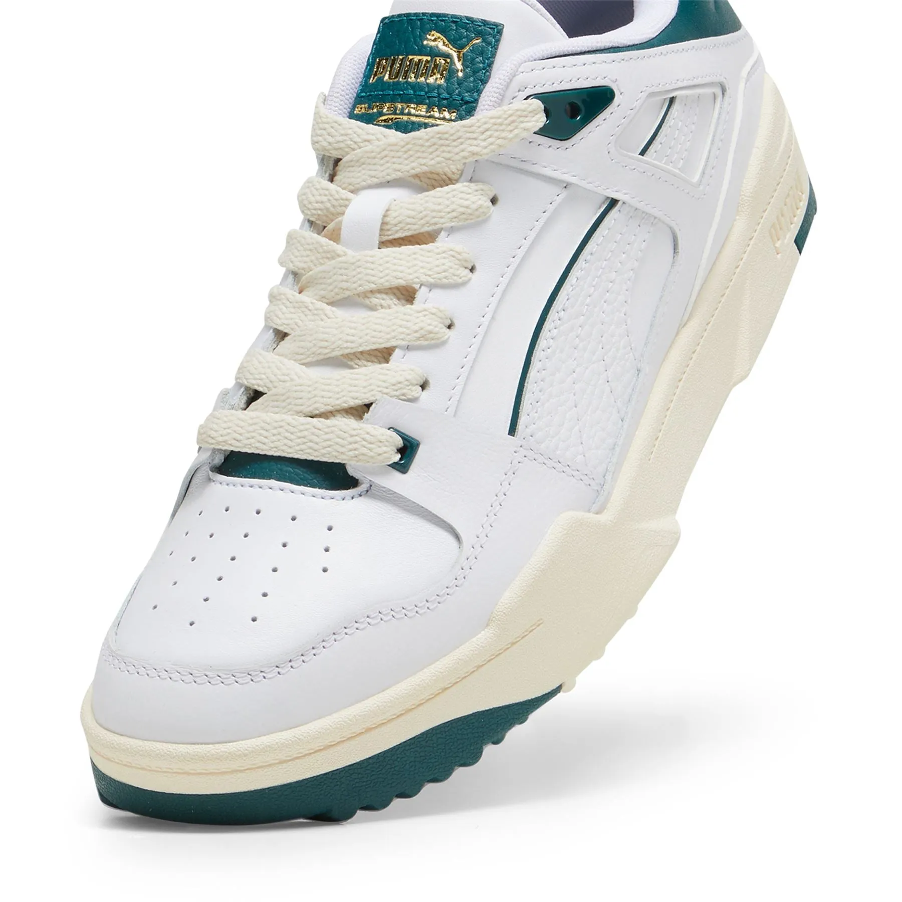 Slipstream Leather Spikeless Waterproof Golf Shoes White/Green - AW24