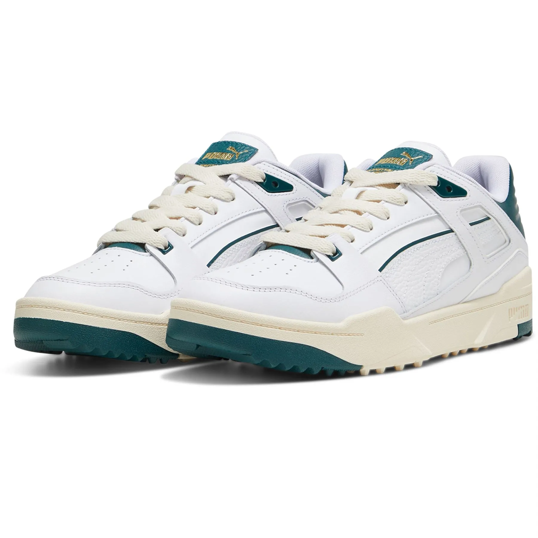 Slipstream Leather Spikeless Waterproof Golf Shoes White/Green - AW24