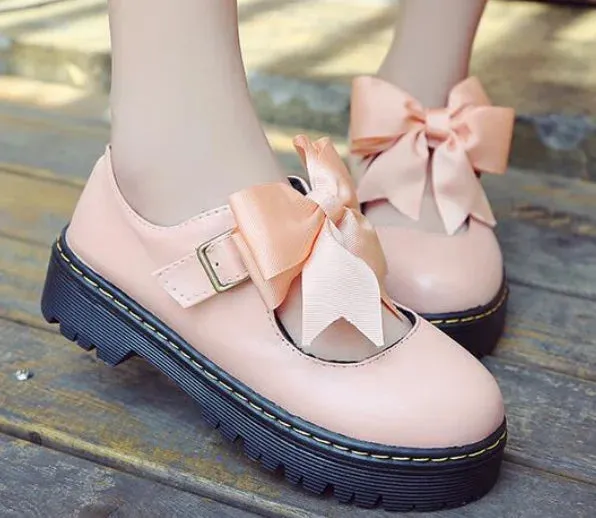 Sohiwoo jk uniform women shoes Round Head bowknot cosplay shoes loli cos kawaii girl japaneses preppy style sweet lolita shoes student