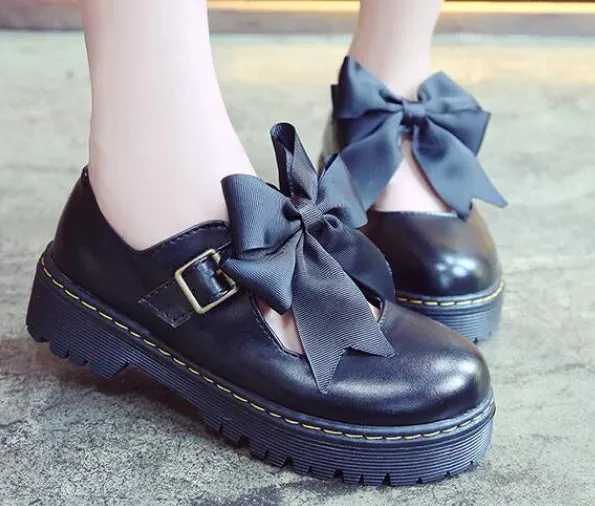 Sohiwoo jk uniform women shoes Round Head bowknot cosplay shoes loli cos kawaii girl japaneses preppy style sweet lolita shoes student