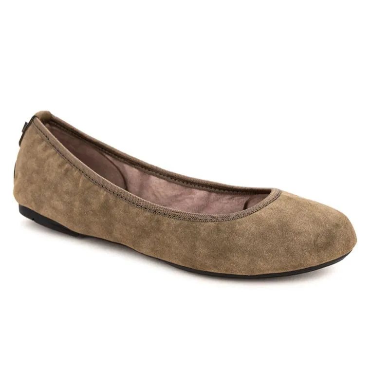 SOPHIA Ballet Flat Shoes - Khaki Burnished Suede