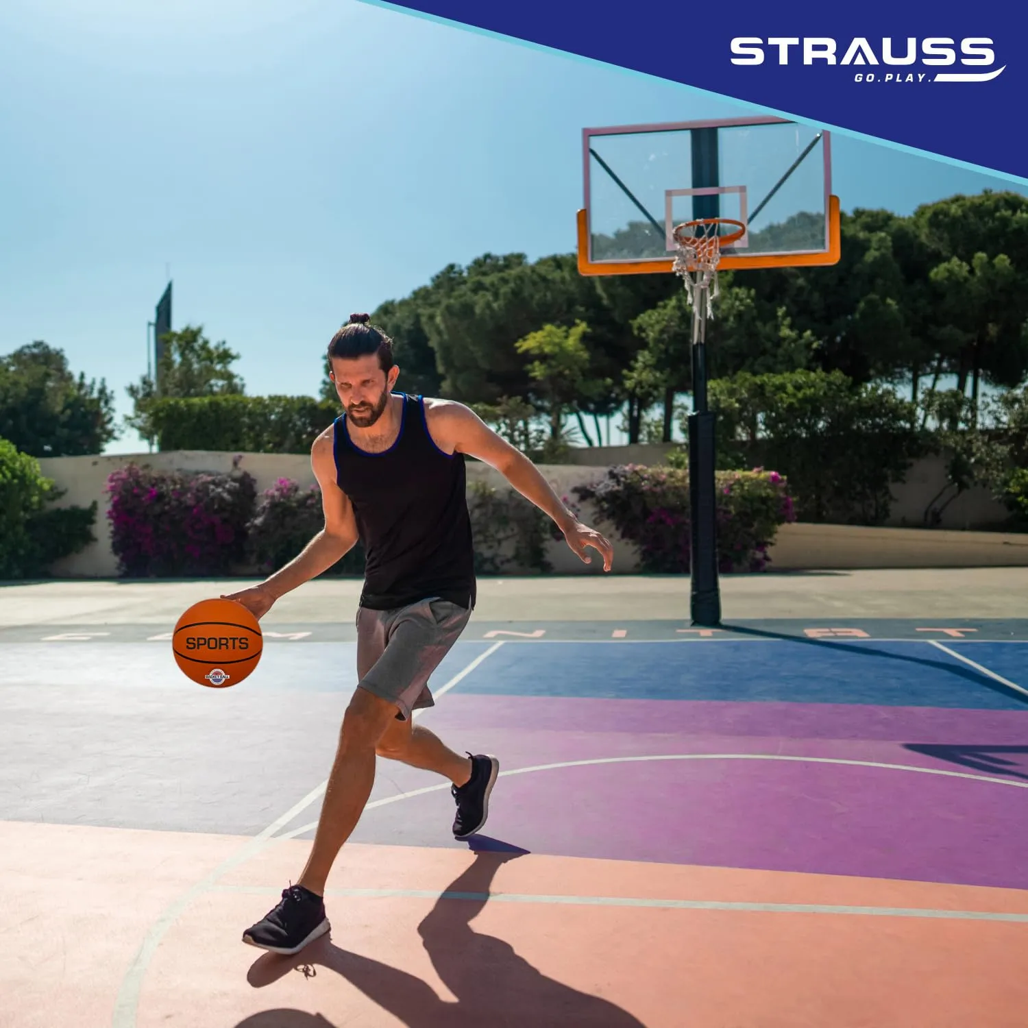 STRAUSS Official Basketball Size 7 | Ideal for Kids & Adults | Professional Match Ball for Indoor & Outdoor Games & Training | for Basketball Enthusiasts and Athletes | Suitable for All Surfaces