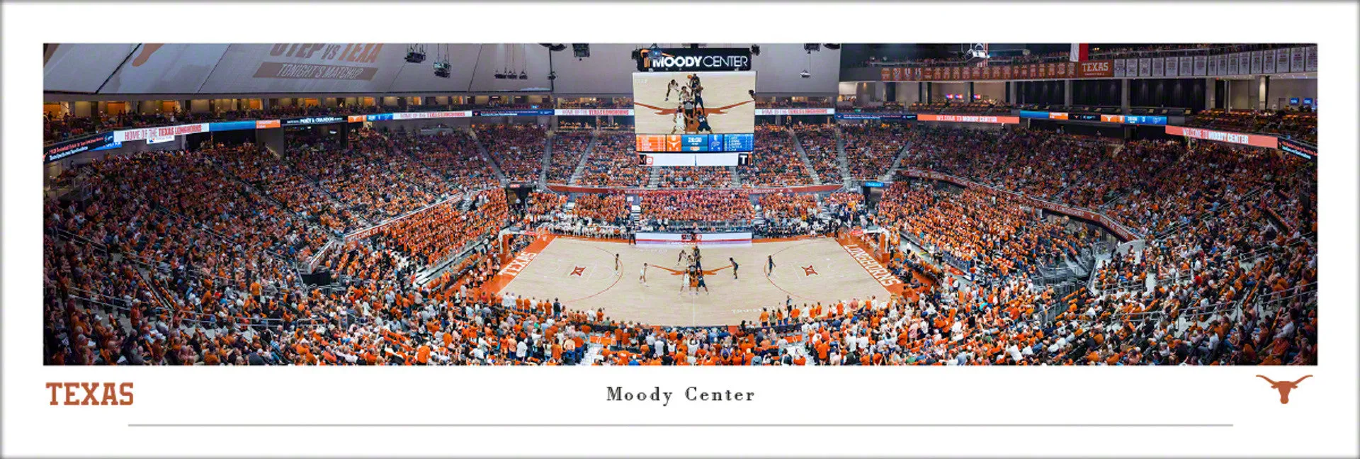 Texas Longhorns Basketball Moody Center Inaugural Game Panoramic Poster Print - Blakeway 2022