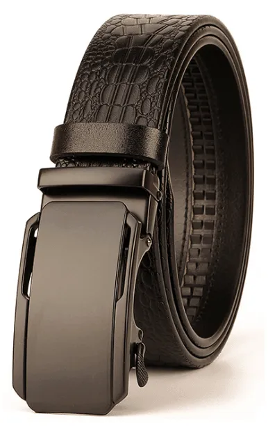 Textured Leather Ratchet Style Dress Belt