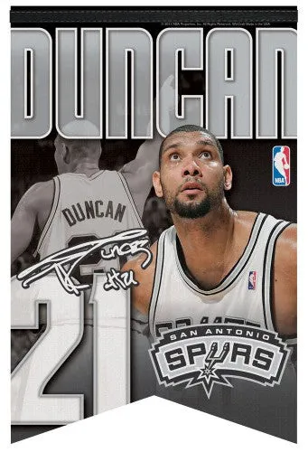 Tim Duncan "SAS-21" San Antonio Spurs Premium Felt NBA 17x26 Banner - Wincraft Inc.