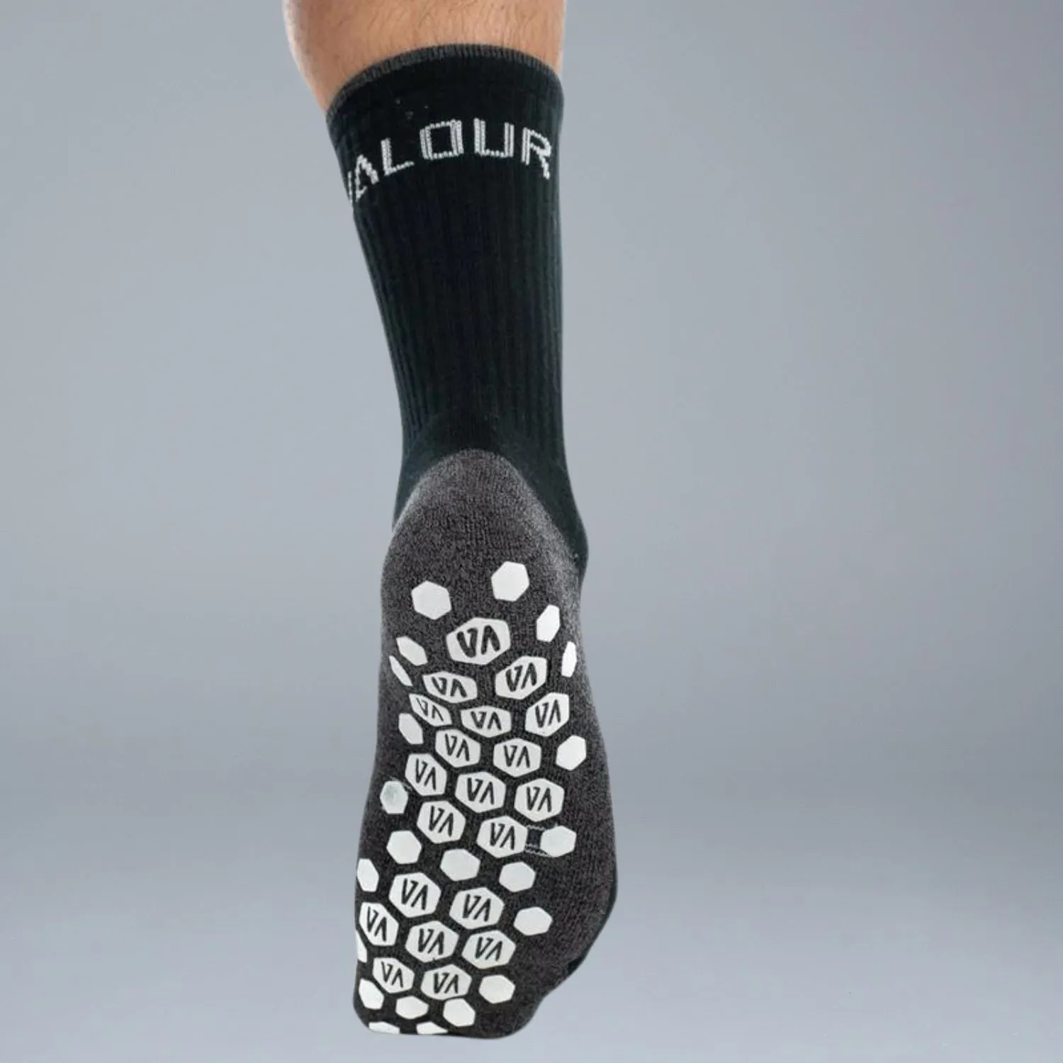 Valour Active Tech Grip Crew Socks - Black