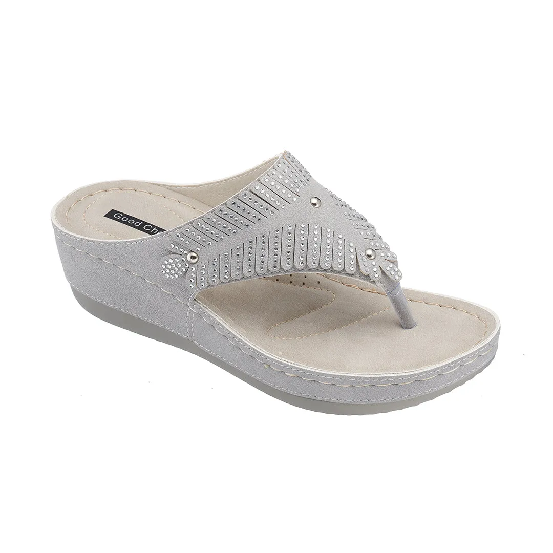 Virginia Grey Wedge Sandal